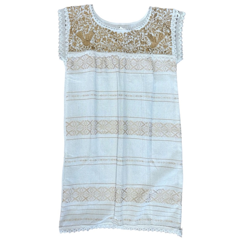 Oaxaca White-Gold Loomed Dress